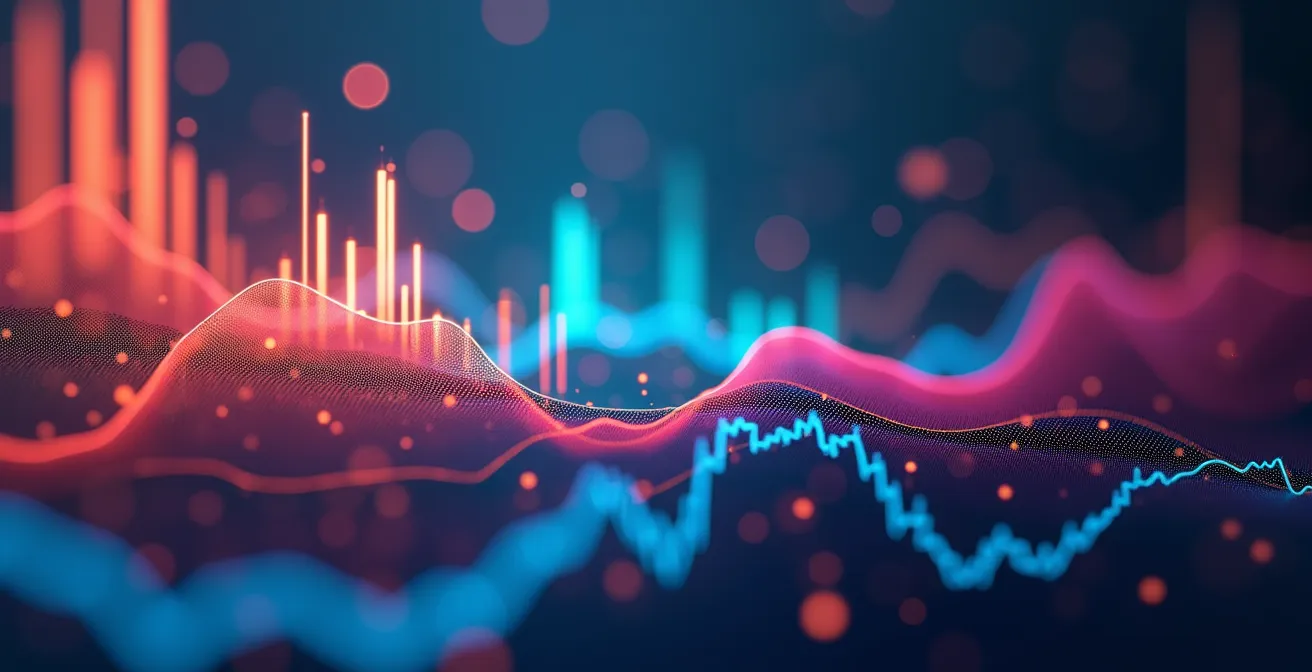 Graphique abstrait montrant l'évolution des prix sur un écran